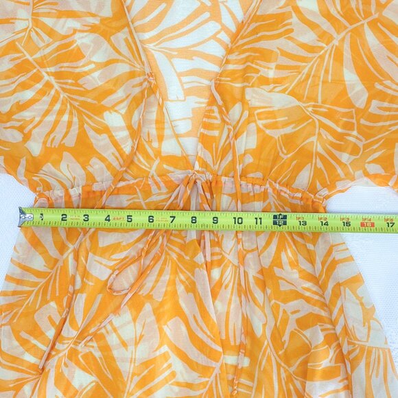 Women's Summer Cover Up Toes On The Nose Brand Vibrant Orange & White - Picture 10 of 13